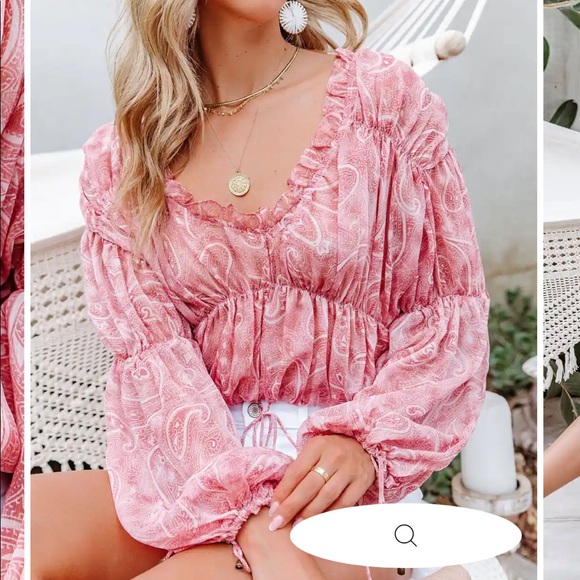 A7 - 368
VICI billowed tiered sheer top pink and white floral detail - Picture 5 of 17